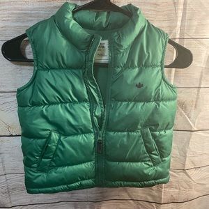 Old navy 3T green puff vest with trees